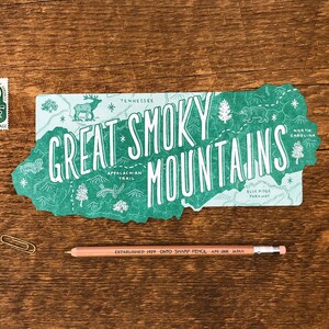 Carte postale de Great Smoky Mountain, parc national de Smoky Mountain, carte postale du parc national Die Cut Letterpress