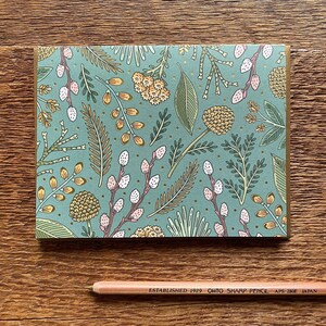 Rêve de fleurs, carte de fleurs vertes et dorées, motif floral, impression de feuille d'or, lot de 6 cartes de voeux en boîte, blanc à l'intérieur