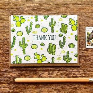 Cactus patroon Bedankkaart, boekdruk gevouwen notitiekaart, blanco binnenin