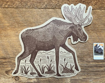 Moose Postcard, Postcard, Die Cut Letterpress Postcard