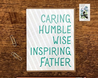 Caring Father, Happy Father's Day, Father's Day Card, Folded Letterpress Card, Blank Inside