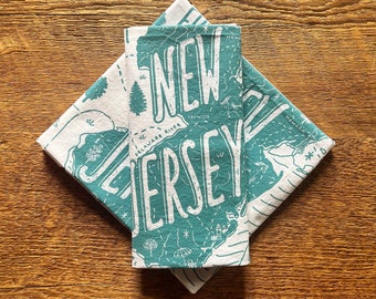 Ściereczka kuchenna z mapą New Jersey, bawełniana dekoracja kuchenna z nadrukiem sitodrukowym