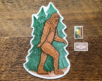 Bigfoot Postcard, Sasquatch Postcard, Single Die Cut Letterpress Postcard