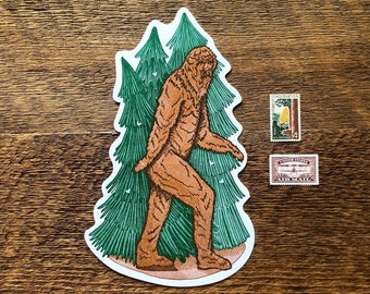 Bigfoot Postcard, Sasquatch Postcard, Single Die Cut Letterpress Postcard