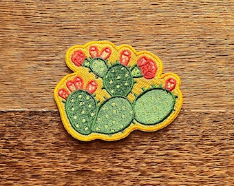 Parche de nopal, parche de cactus, parche bordado único con respaldo termoadhesivo