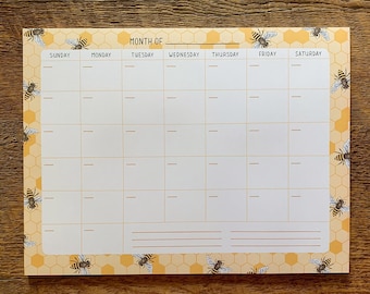 Honey Bees Monthly Desk Planner, To Do, 10 x 13.25 Notepad