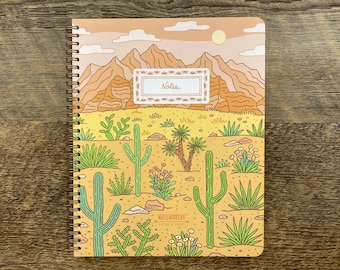 Desert Notebook, Cactus Notebook, Wire-O Notebook, Lined Pages