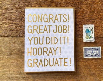 Congrats Graduate, Graduation Card, Congratulations Card, Greeting Card, Blank Inside