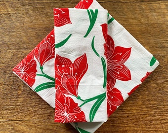 Amaryllis Tea Towel, Kitchen Towel, Christmas Gift