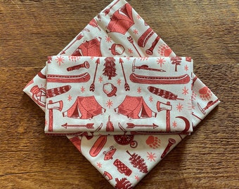 Explore Bandana, Outdoors Pattern, Made in the USA, Single Screen Printed Bandana
