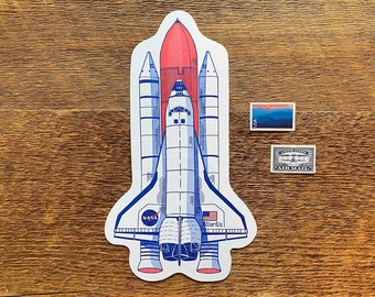 Kosmiczny prom Atlantis, wycinana pocztówka z nadrukiem