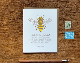 Carte de remerciement Bee reconnaissant, soyons reconnaissants