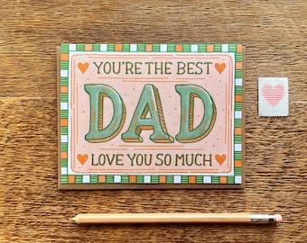 Best Dad, Happy Father's Day, Father's Day Card, Single Folded Letterpress Card, Blank Inside