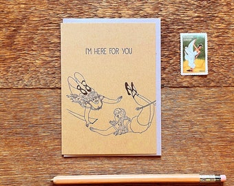 I'm Here for You, Friendship Card, Sympathy Card, Support Card, Letterpress Note Card, Blank Inside