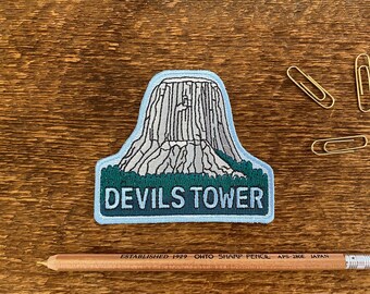 Devils Tower Patch, Wyoming Patch, Single Embroidered Patch with Iron-on