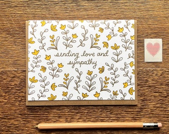 Envoi d'amour et de sympathie, carte de sympathie typographique