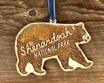 Shenandoah Black Bear Ornament, Shenandoah National Park Ornament, Single Laser Cut Wood Ornament