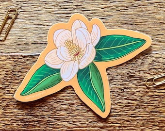 Magnolia Sticker, Flower Sticker, Single Die Cut Vinyl Sticker