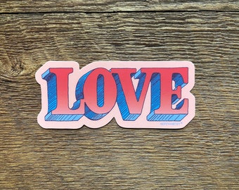 LOVE Sticker, Valentine's Day Sticker, Single Die Cut Vinyl Sticker