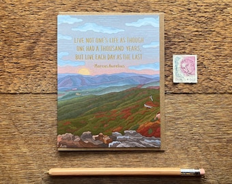 Aurelius Birthday Quote Card, Nature Birthday Card, Single Folded Card, Blank Inside