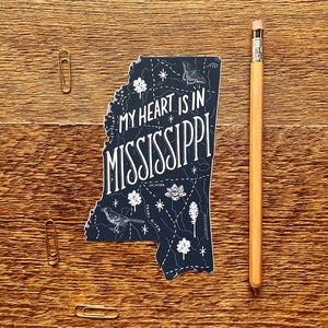 Sticker Mississippi, carte État du Mississippi, sticker vinyle découpé