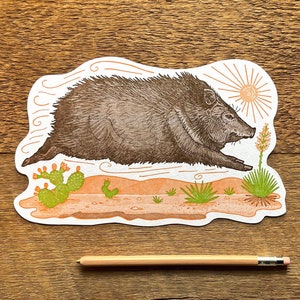Carte postale Javelina, carte postale die cut letterpress
