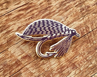 Fly Fishing Enamel Pin,  Fishing Fly Enamel Pin, Single Hard Enamel Pin with Butterfly Clutch