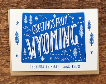 Wyoming Grußkarte, Grußkarte aus Wyoming, A6 Klappkarte, Innen blanko