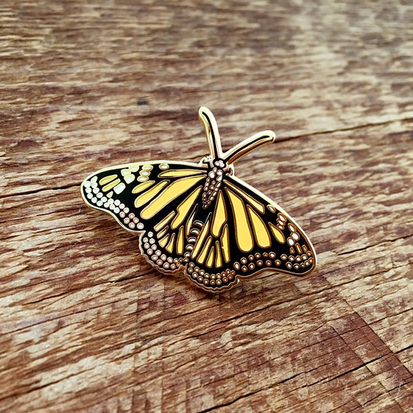 Monarch Enamel Pin, Monarch Butterfly Enamel Pin, Single Hard Enamel Pin with Butterfly Clutch