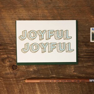 Joyeux joyeux, Carte de vœux, Carte de correspondance pliée en typographie, Vierge à l'intérieur