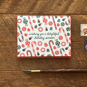 Entzückende Weihnachtskarte, Weihnachtssüßigkeit, Feiertagsbeifall, Letterpress Weihnachtskarte, innen leer