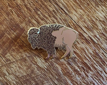 Bison Enamel Pin, Buffalo Enamel Pin, Single Hard Enamel Pin with Butterfly Clutch