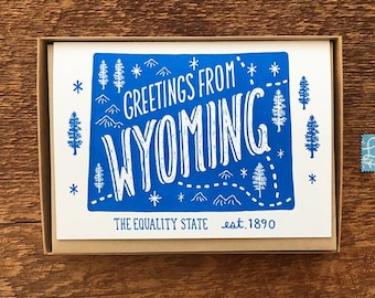Wyoming Grußkarte, Grüße aus Wyoming, 6er Set, A6 gefaltete Nachricht, innen blanko