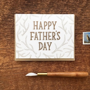 Happy Father's Day, geweien kaart, buiten Vaderdag kaart, gevouwen boekdruk kaart, blanco binnenin