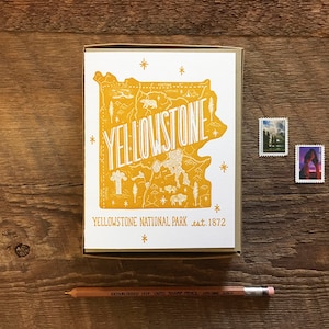 Yellowstone National Park Biglietto di auguri, Set in scatola di 6, A2 Carte Note Piegate, Vuoto All'interno