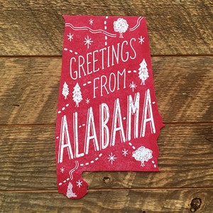 Cartolina di stato dell'Alabama, Saluti dall'Alabama, Cartolina di Iscrizione A die Cut immagine 1