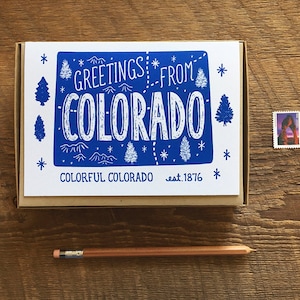Carte de vœux du Colorado, Salutations du Colorado, Ensemble De Boxed de 6, Cartes de note pliées A6, Blank Inside