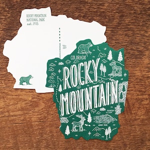 Cartolina rocky Mountain, Parco nazionale delle Montagne Rocciose, Cartolina del Parco Nazionale di Letterpress