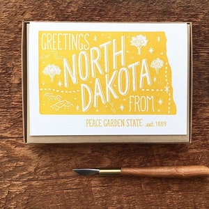 Carte de voeux du Dakota du Nord, Salutations du Dakota du Nord, lot de 6, cartes de correspondance pliées A6, intérieur vierge