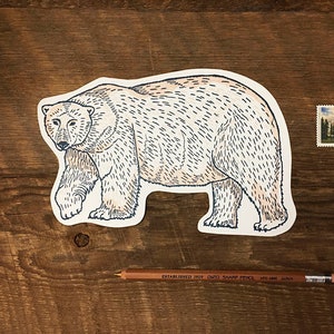 Polar Bear Postcard, Bear Postcard, Die Cut Letterpress Postcard