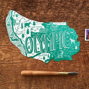 Carte postale olympique, Parc national olympique, Typographie découpée, Carte postale du parc national