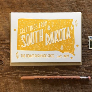 Biglietto d'auguri del South Dakota, saluti dal South Dakota, biglietto per appunti piegato A6, interno vuoto
