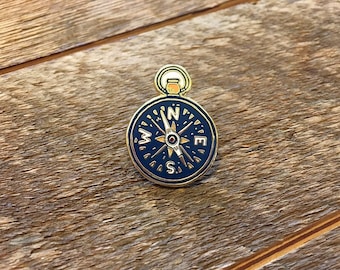 Compass Enamel Pin, Explore Pin, Single Hard Enamel Pin with Butterfly Clutch