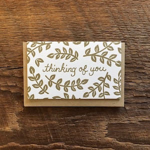 Thinking of You Beilagenkarte, Minikarte, Letterpress gefaltete Minikarte