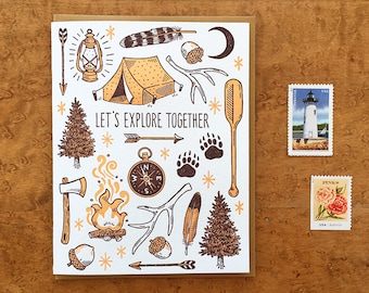 Let's Explore Together, Letterpress Greeting Card