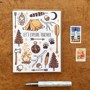 Let's Explore Together, Letterpress Greeting Card image 1
