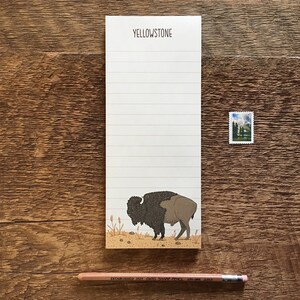 Yellowstone Bison Notepad, Fridge List Pad with Magnet, 3.5 x 8.5