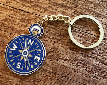 Compass Enamel Keychain, Explore Keychain, Single Hard Enamel Keychain