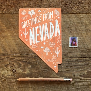Cartolina Nevada, Saluti dal Nevada, Die Cut Letterpress State Cartolina