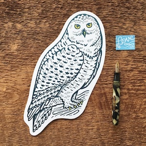 Carte postale harfang des neiges, carte postale hibou, carte postale typographique découpée